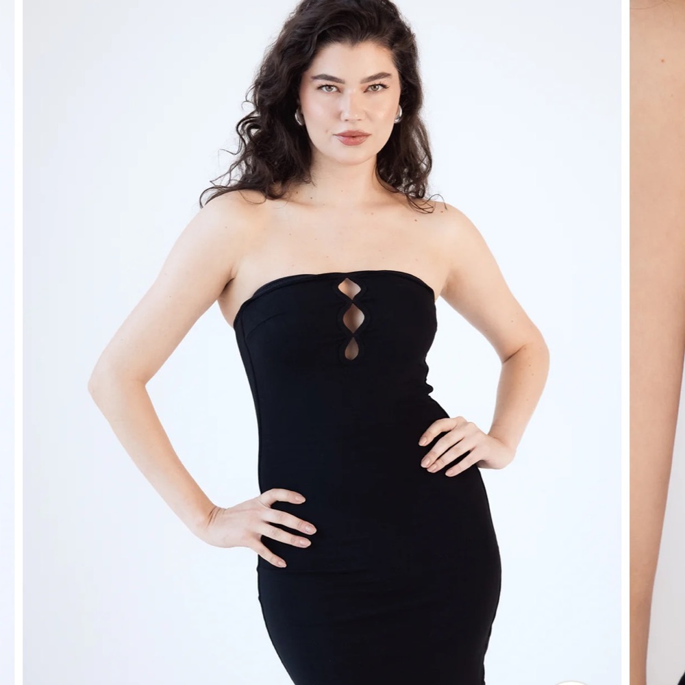 Klassy network tube top cutout dress